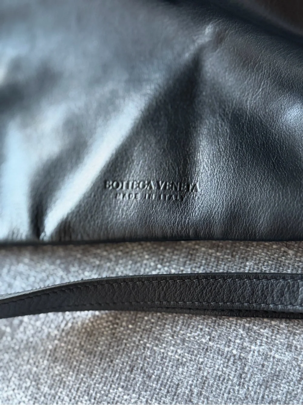 BOTTEGA VENETA Black Triangle Zip Closure Silver Hardware Crossbody Bag